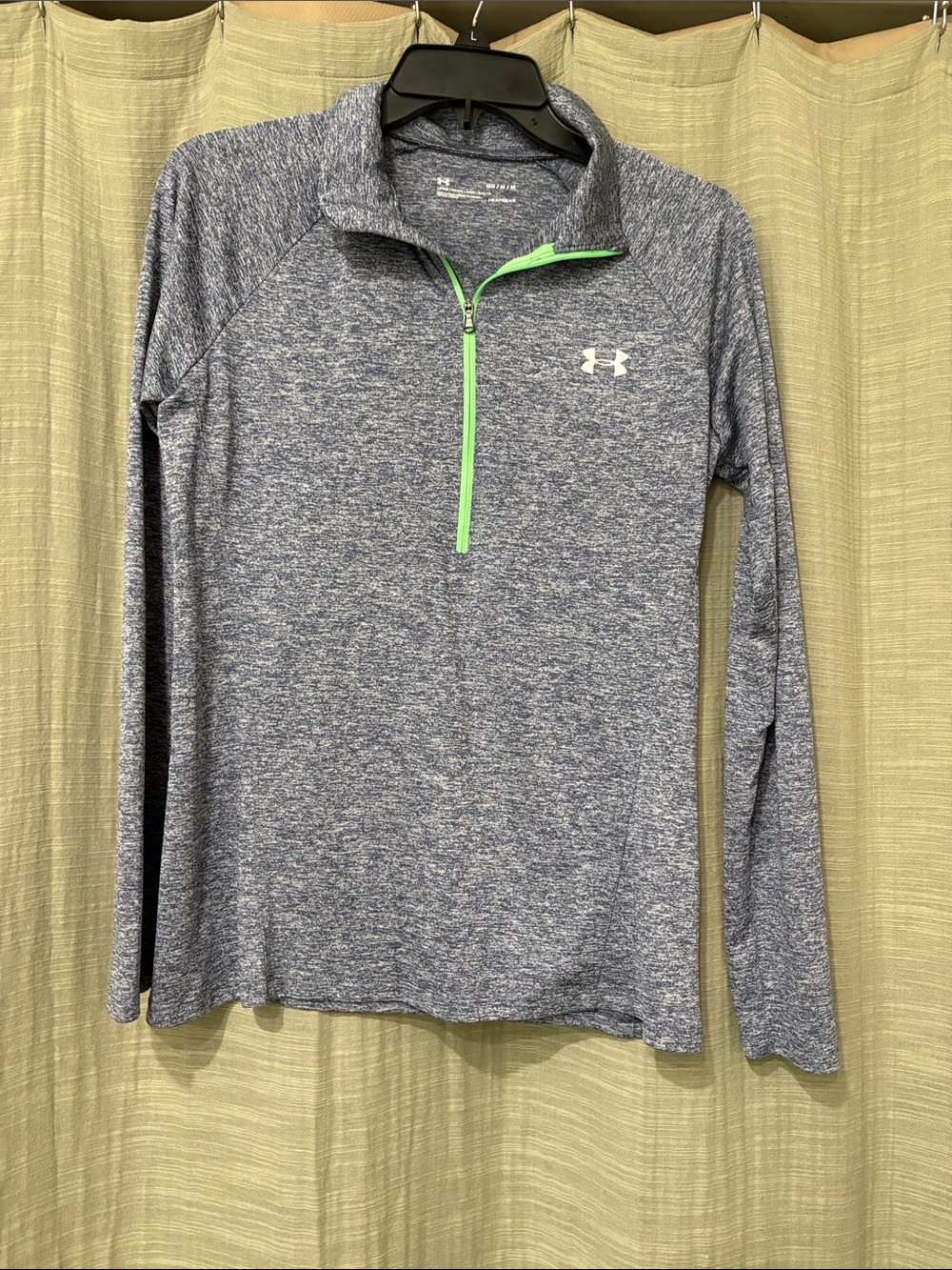 Under Armour Heathered Blue Quarter-Zip Top with Neon Green Trim